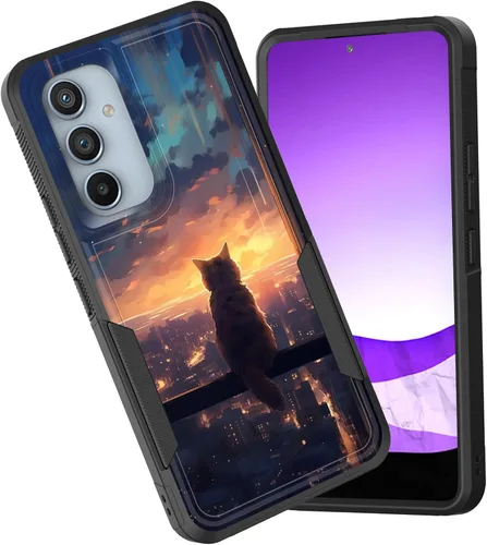 Vista 126 de Funda para Galaxy A15 5G, doble capa híbrida resistente a prueba de golpes, policarbonato duro, silicona suave, TPU, funda protectora para Samsung
