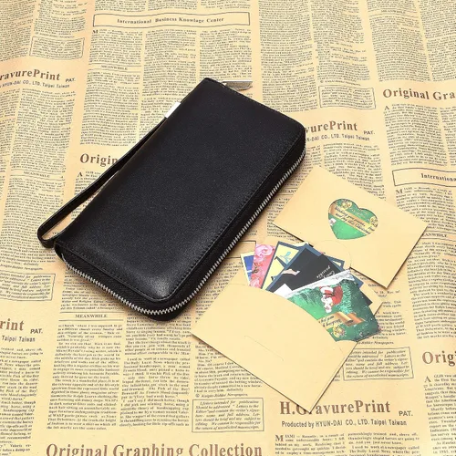 Vista 8 de OIDERY Cartera para tarjetas de crédito de gran capacidad para mujer, bloqueo RFID con correa extraíble