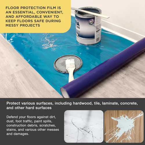 Vista 4 de Película de Protección de Suelo Dura-Gold, Rollo de 24 Pulgadas x 50 Pies, Protector de Suelo de Plástico Transparente, Protección de Suelo