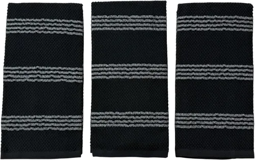 Vista 33 de Serafina Home Toallas de cocina de tamaño grande de color sólido negro: paño de 100 % algodón suave para limpieza y secado absorbente, con ribete