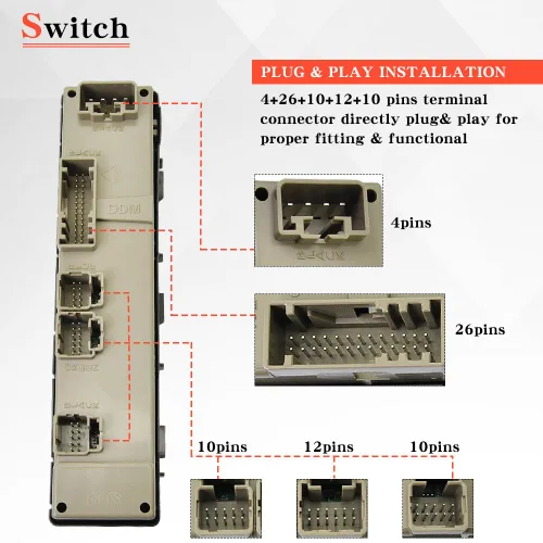 Vista 5 de 15883320 Interruptor de ventana eléctrica para el lado del conductor delantero con interruptor de espejo plegable compatible con Chevy Silverado