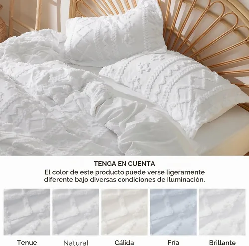 Vista 9 de Bedsure Funda de edredón bohemia tamaño matrimonial, bordado copetudo, 3 04 - Blanco - Elegante (sin edredón)