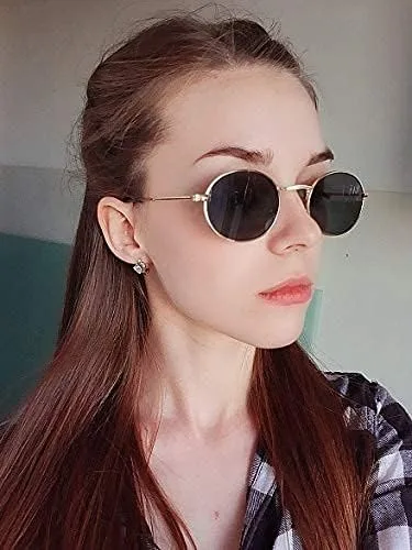 Vista 6 de Dollger Gafas de sol ovaladas para mujer Vintage Metal Frame Gafas Anti Reflectantes Retro Gafas Unisex