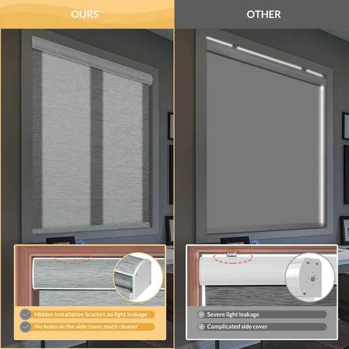 Vista 3 de Boolegon Persianas enrollables con filtro de luz para ventanas, gris