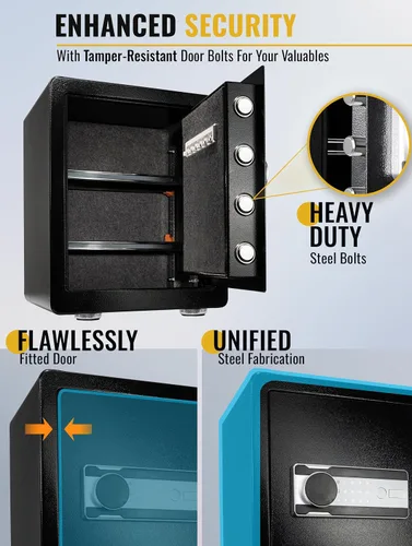 Vista 8 de Caja fuerte, ignífuga, bolsa impermeable, teclado y entrada de llaves, gabinete de seguridad para el hogar y la oficina (2.0 pies cúbicos)