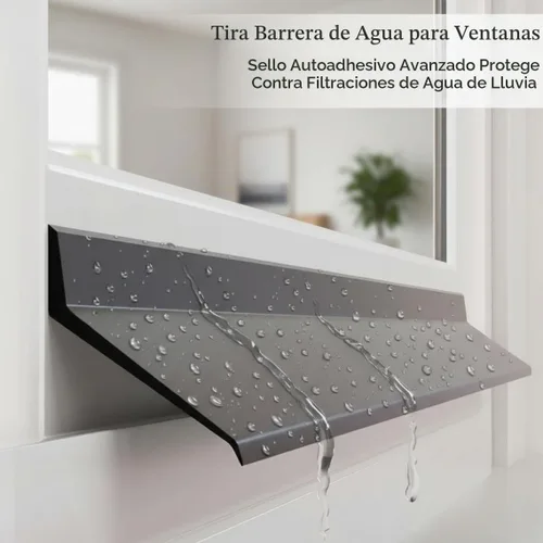 Vista 2 de Burlete para puertas – Protector de goteo autoadhesivo para ventana, ángulo de 135°, barrera de agua de goma negra a prueba de fugas para el hogar