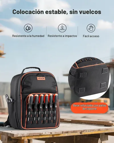 Vista 5 de VEVOR Mochila de Herramientas, 49 Bolsillos, Organizador de Almacenamiento de Herramientas de Servicio Pesado, Bolsas de Trabajo Mochila