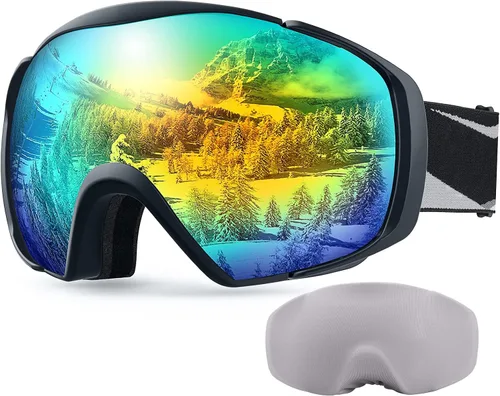 Vista 8 de OutdoorMaster - Gafas de esquí con cubierta, antivaho OTG para nieve/snowboard La cubierta integrada ayuda a proteger la lente, con ajuste OTG