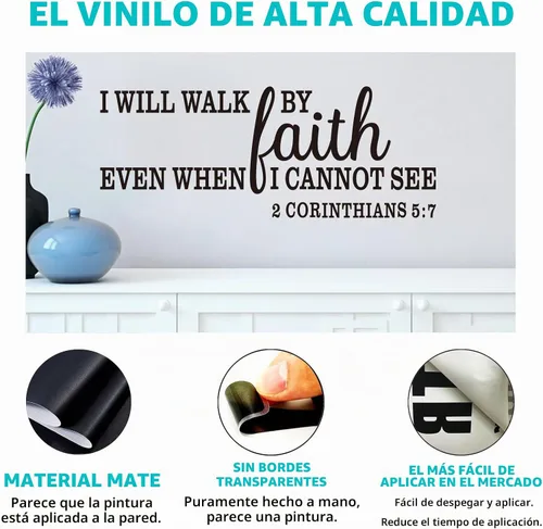 Vista 2 de Calcomanías de pared con versículos bíblicos para dormitorio: Citas cristianas inspiradoras para sala de estar, calcomanías de arte de vinilo