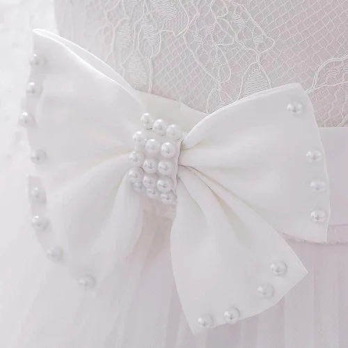 Vista 4 de 6-24 meses - Vestido de fiesta de boda con lazo grande para niña