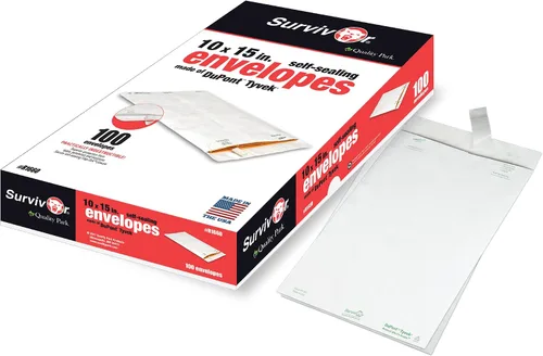 Vista 4 de Quality Park QUAR1660 Survivor - Sobres DuPont Tyvek de 10 x 15 pulgadas con cierre autosellante, 14 libras resistentes a pinchazos, desgarros