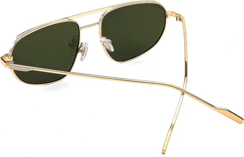 Vista 4 de FEISEDY Gafas de sol estilo aviador retro de moda para mujeres y hombres, de los años 90, pequeñas gafas vintage con estilo de metal dorado ovaladas