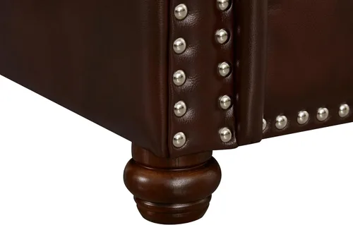 Vista 6 de Classic Century - Sofá de 3 asientos de piel sintética burdeos con ribete de cabeza de clavo, sofá relleno de espuma para sala de estar, 82.68 x