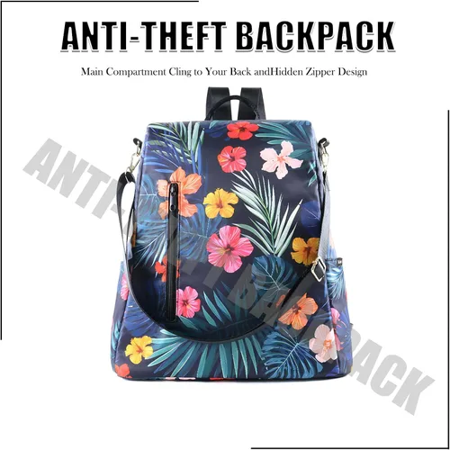 Vista 8 de Mochila para mujer, impermeable, de nailon, antirrobo, diseño de moda, grande, 15 pulgadas, convertible