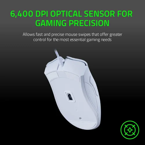 Vista 5 de Mouse para juegos Razer DeathAdder Essential Sensor óptico 6400 DPI 5 botones programables interruptores mecánicos agarres laterales de goma Negro