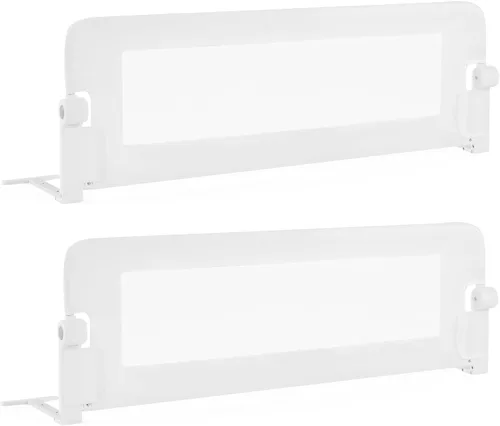 Vista 21 de BABY JOY - Barandillas de cama para niños pequeños, extralargas, protector de cama de seguridad abatible para cuna convertible, barandilla plegable
