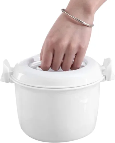 Vista 3 de Hemoton Arrocera para microondas, pequeña olla multifuncional para microondas para arroz, verduras, pasta, electrodomésticos de cocina de grado