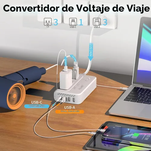 Vista 5 de ALLWEI Convertidor de Voltaje de Viaje de 2000W, Convertidor de 220v a 110v para Viaje Europeo, Adaptador de Voltaje para Secador de Pelo, 2000W