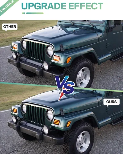 Vista 4 de Luces direccionales delanteras ámbar para Jeep Wrangler TJ 1997 1998 1999 2000 2001 2002 2003 2004 2005 2006, DRL luces de estacionamiento