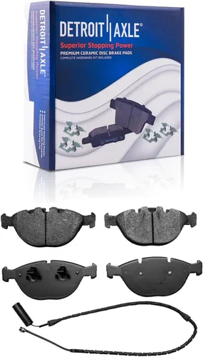 Vista 4 de Detroit Axle - Juego de 4 frenos delanteros para BMW X5 2002, 2003, 2004, 2005, 2006, rotores de freno de disco y pastillas de freno de cerámica