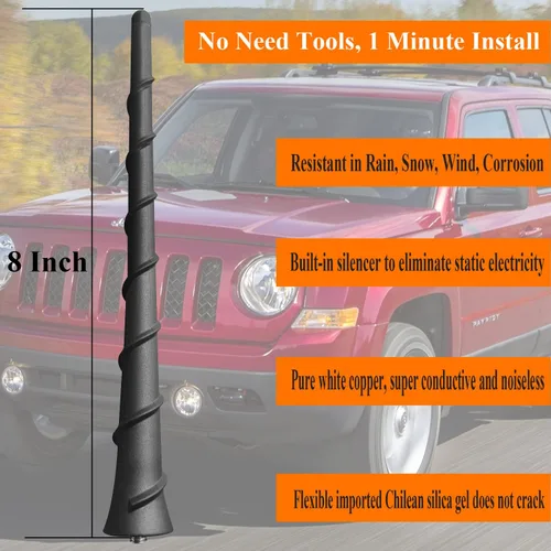 Vista 3 de Reemplazo de antena de goma flexible de 8 pulgadas para Jeep Liberty - Número de pieza 68297936AA Reemplazo de antena de goma flexible