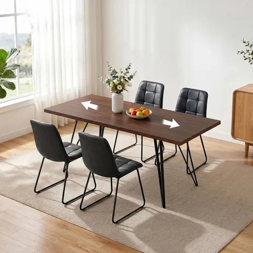 Vista 29 de HIPIHOM Mesa de comedor extensible para 4-6, de 55 a 71 pulgadas para espacios pequeños Mesa de roble