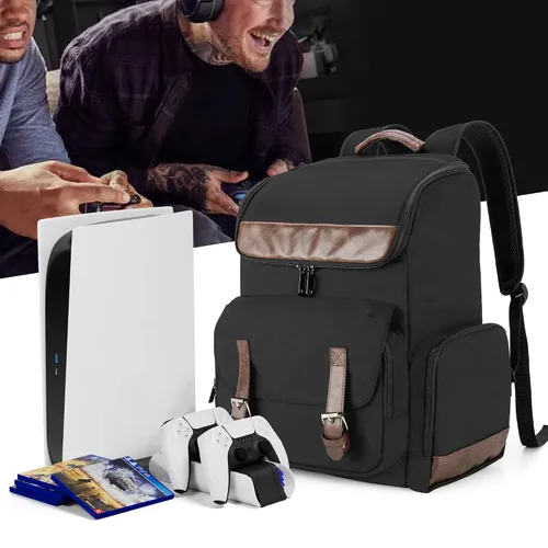 Vista 7 de LoDrid Game Backpack Compatible with PS5PS4PS4 ProPS4 SlimXbox OneXbox One XXbox One S, Protective Travel Carrying Case with Zipper Pockets for