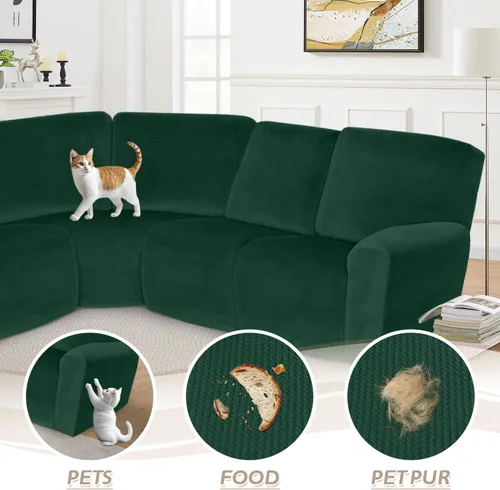 Vista 20 de Arfntevss Fundas de sofá seccional reclinable de terciopelo, Funda de sofá seccional de esquina para sofá reclinable, Funda elástica suave