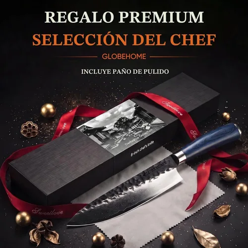 Vista 8 de Cuchillo de chef japonés de Damasco de 8 pulgadas, acero inoxidable de alto