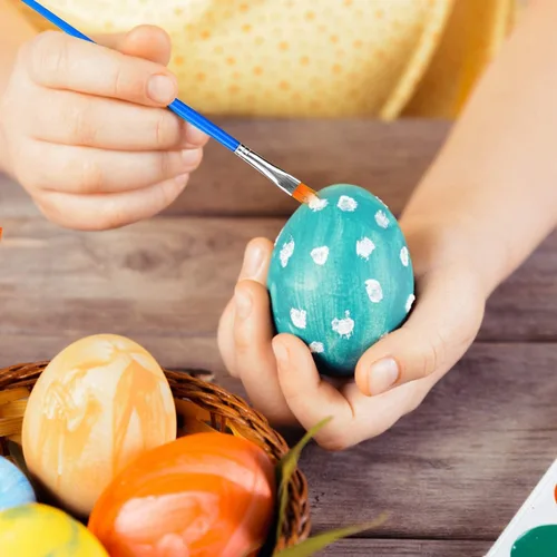 Vista 4 de Juego de 65 paletas de pinceles de pintura, 60 pinceles planos y redondos, 5 bandejas de pintura para niños, manualidades, pinceles pequeños a