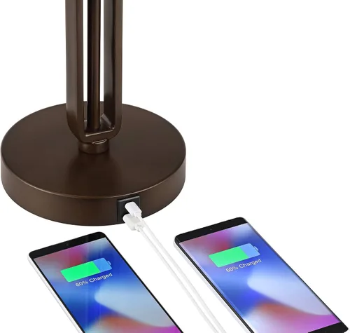 Vista 5 de Samuel - Lámpara de mesa pequeña de 20 pulgadas con USB y bronce frotado industrial Única
