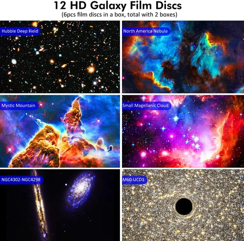 Vista 2 de Galaxy Projector for Bedroom,Planetarium Star Projector,Ultra Clear Galaxy Night Light with 4K Replaceable 13 Galaxy Discs 360 Degree Rotation Real