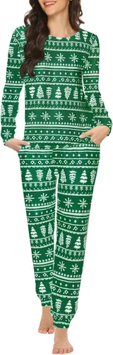 Vista 52 de Ekouaer - Conjunto de pijama de manga larga para mujer, ropa de dormir suave con cuello redondo y bolsillos, conjuntos de ropa de descanso Negro