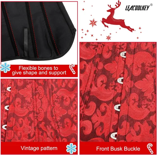 Vista 4 de LEACOOLKEY Corsé sexy con cordones para mujer, corsé moldeador de cintura