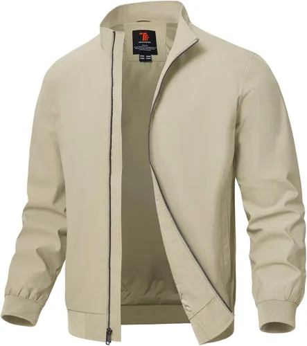 Vista 17 de TBMPOY Chaquetas ligeras para hombre, cortavientos ligeros, con cremallera completa, casual, para trabajo, golf, negocios, otoño, abrigo