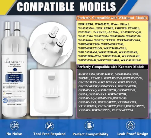Vista 2 de FILTER1 W10295370 A - Filtro de agua de repuesto para refrigerador EDR1RXD 1 filtro de agua W10295370 A modelos de refrigerador (paquete de 3)