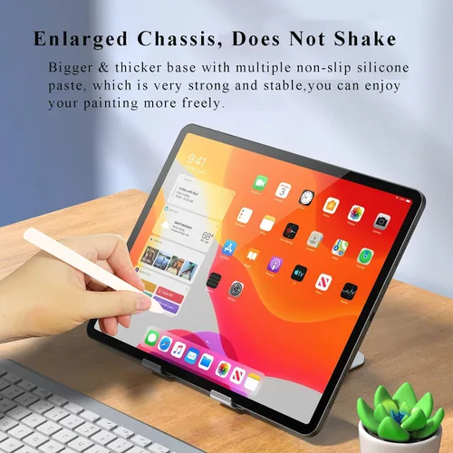 Vista 6 de Sokelinn-six Soporte para tablet de aluminio, soporte de doble varilla ajustable plegable para tablet para escritorio, compatible con teléfono