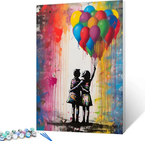 Vista 13 de Tucocoo Pintura de globos coloridos por números para adultos, kits de pintura al óleo digital sobre lienzo con pinceles y pigmento acrílico, arte