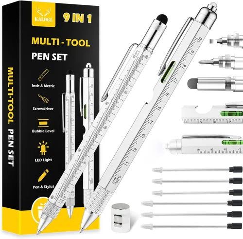 Vista 7 de Regalos para papá y hombres, paquete de 2 bolígrafos multiherramienta, bolígrafo multifunción