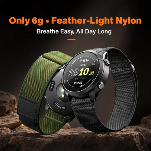 Vista 6 de ANCOOL Correa de nylon para reloj Compatible con Garmin Vivoactive 5/6/3/Forerunner 245/165/55, Correa de reloj de liberación rápida de 20mm