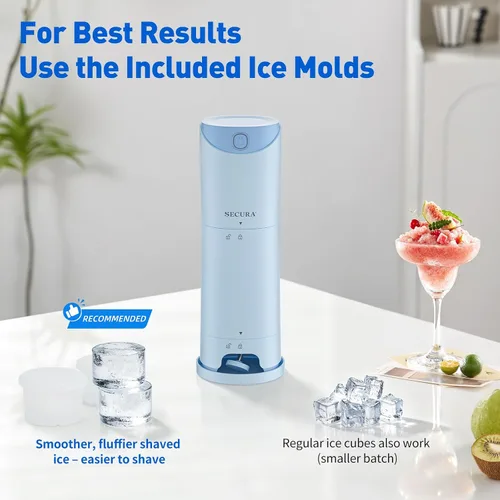 Vista 4 de Secura Cono de nieve portátil, máquina de nieve afeitada eléctrica con 2