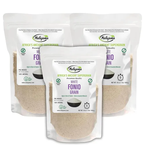 Vista 14 de Nafajama Grano Fonio blanco sin gluten de alta calidad, supergrano africano antiguo, totalmente natural, sin OMG, vegano, superalimento de alto