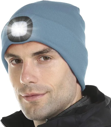 Vista 13 de Tutuko Gorro unisex con luz, gorro LED recargable por USB, sombrero LED con linterna, regalos para hombres, mujeres, papá