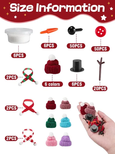 Vista 2 de Cosweet Paquete de 6 Kits de Manualidades Navideñas de Muñeco de Nieve para Niños - Kit de Construcción de Muñeco de Nieve con Arcilla de Secado