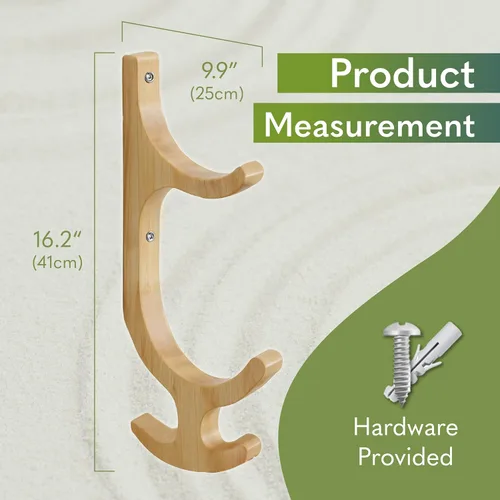 Vista 4 de Tapeera Soporte de pared para esterilla de yoga de madera, estante de almacenamiento para esterilla de yoga, almacenamiento y organizador de equipos