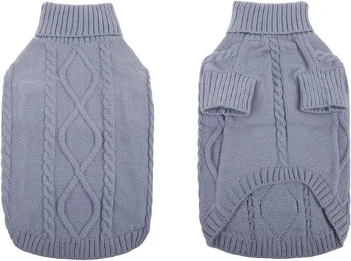Vista 48 de Queenmore - Suéter de punto trenzado con cuello alto para perros pequeños, para climas fríos, para chihuahua, bulldog, teckel, carlino y yorkie, XS