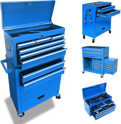 Vista 11 de Dawmilon Cofre de herramientas con 5 cajones y ruedas - Gabinete de herramientas de alta capacidad con caja de herramientas superior desmontable
