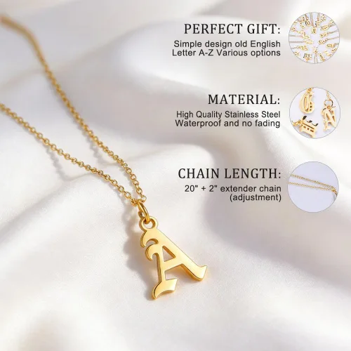 Vista 2 de Collar con dije de letra de inicial para mujer, chapado en oro de 18 quilates, para dama de honor, regalo para niñas