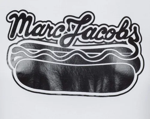 Vista 4 de Marc Jacobs - Camiseta de cuello redondo con estampado de perro caliente blanco