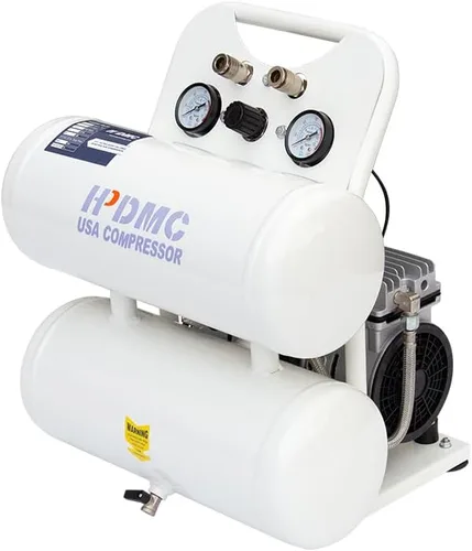 Vista 10 de Compresor de aire portátil para perros calientes, 0.8 HP 2.5 galones 1.73CFM@90PSI Compresor sin aceite, 62 dB ultra silencioso con panel